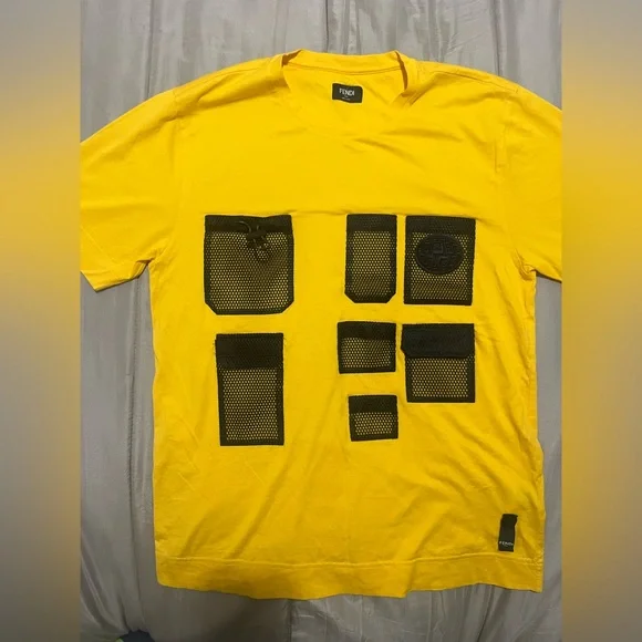FENDI Oversized Mesh Pocket T-Shirt - Yellow